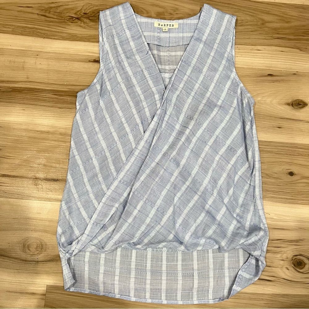 Harper Hilow Hem Blue White Tank Top Women’s Small